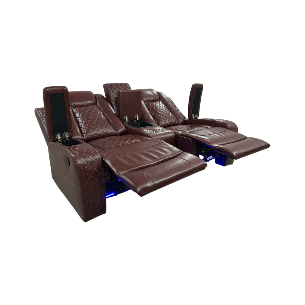 Wrought Studio Breathing Leather Power Reclining Living Room Loveseat With Middle Console