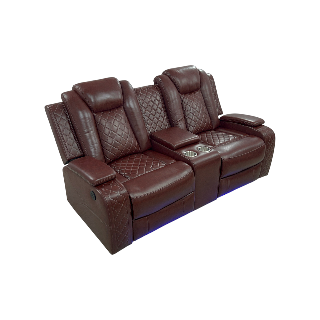 Wrought Studio Breathing Leather Power Reclining Living Room Loveseat With Middle Console