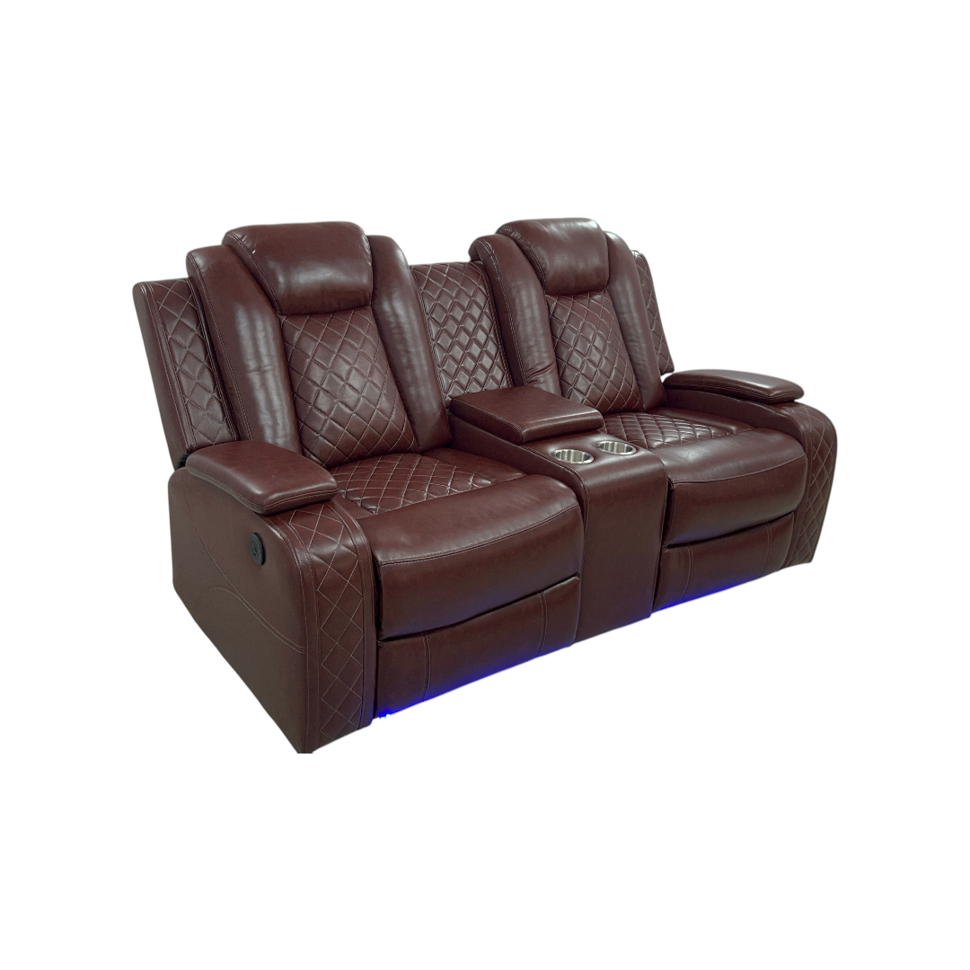 Wrought Studio Breathing Leather Power Reclining Living Room Loveseat With Middle Console