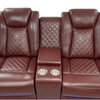 Wrought Studio Breathing Leather Power Reclining Living Room Loveseat With Middle Console