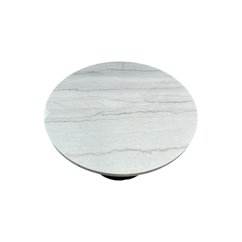 Wrought Studio Vera Modern Round Dining Table, Sintered Stone Tabletop With Carbon Steel Pedestal Base for Kitchen, image 6