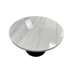 Wrought Studio Vera Modern Round Dining Table, Sintered Stone Tabletop With Carbon Steel Pedestal Base for Kitchen