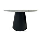 Wrought Studio Vera Modern Round Dining Table, Sintered Stone Tabletop With Carbon Steel Pedestal Base for Kitchen