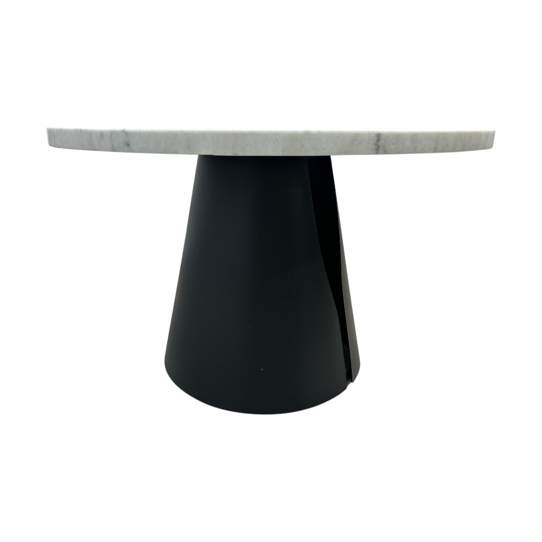 Wrought Studio Vera Modern Round Dining Table, Sintered Stone Tabletop With Carbon Steel Pedestal Base for Kitchen