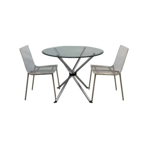 Round Glass Dining Table and Chairs Set - Image 2