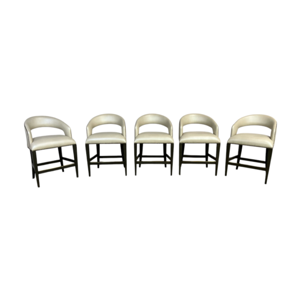 Luxe Decor Woodbridge Annabelle Leather Hardwood Charcoal Counter Stool Set of 5