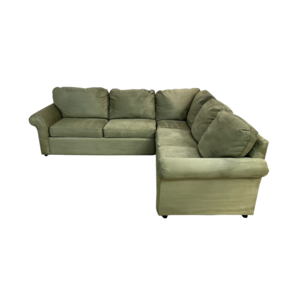 Raymour and Flanigan Green Sectional Couch - Image 2