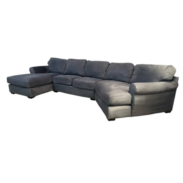 Large Blue Sectional Couch with Cuddler - Image 2
