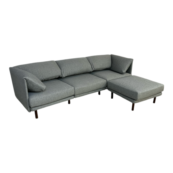 Burrow Range Gray Sectional Couch with Ottoman - Image 5