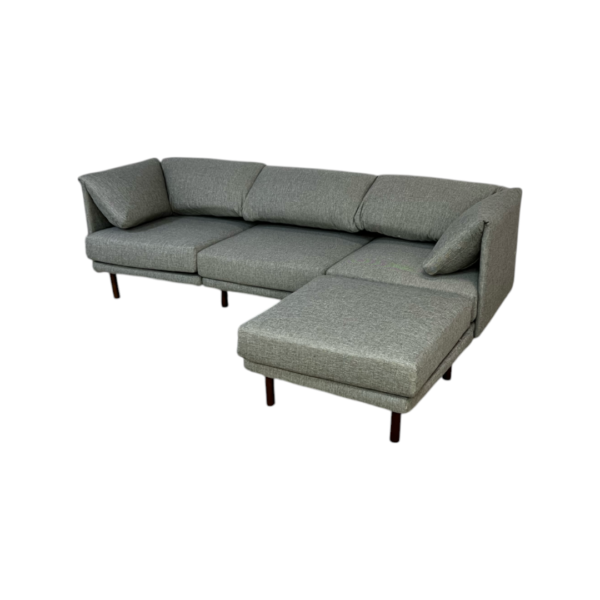 Burrow Range Gray Sectional Couch with Ottoman - Image 3