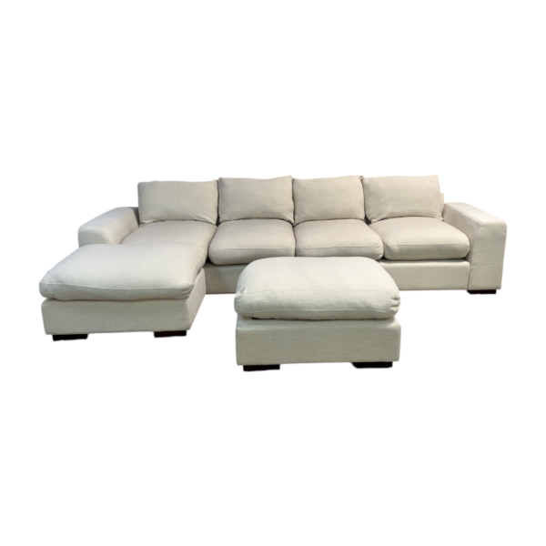 Beige U Shape Sectional Couch with Ottomans - Image 4
