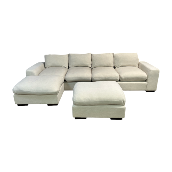 Beige U Shape Sectional Couch with Ottomans - Image 5