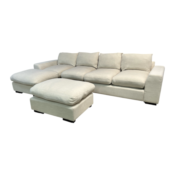 Beige U Shape Sectional Couch with Ottomans - Image 7