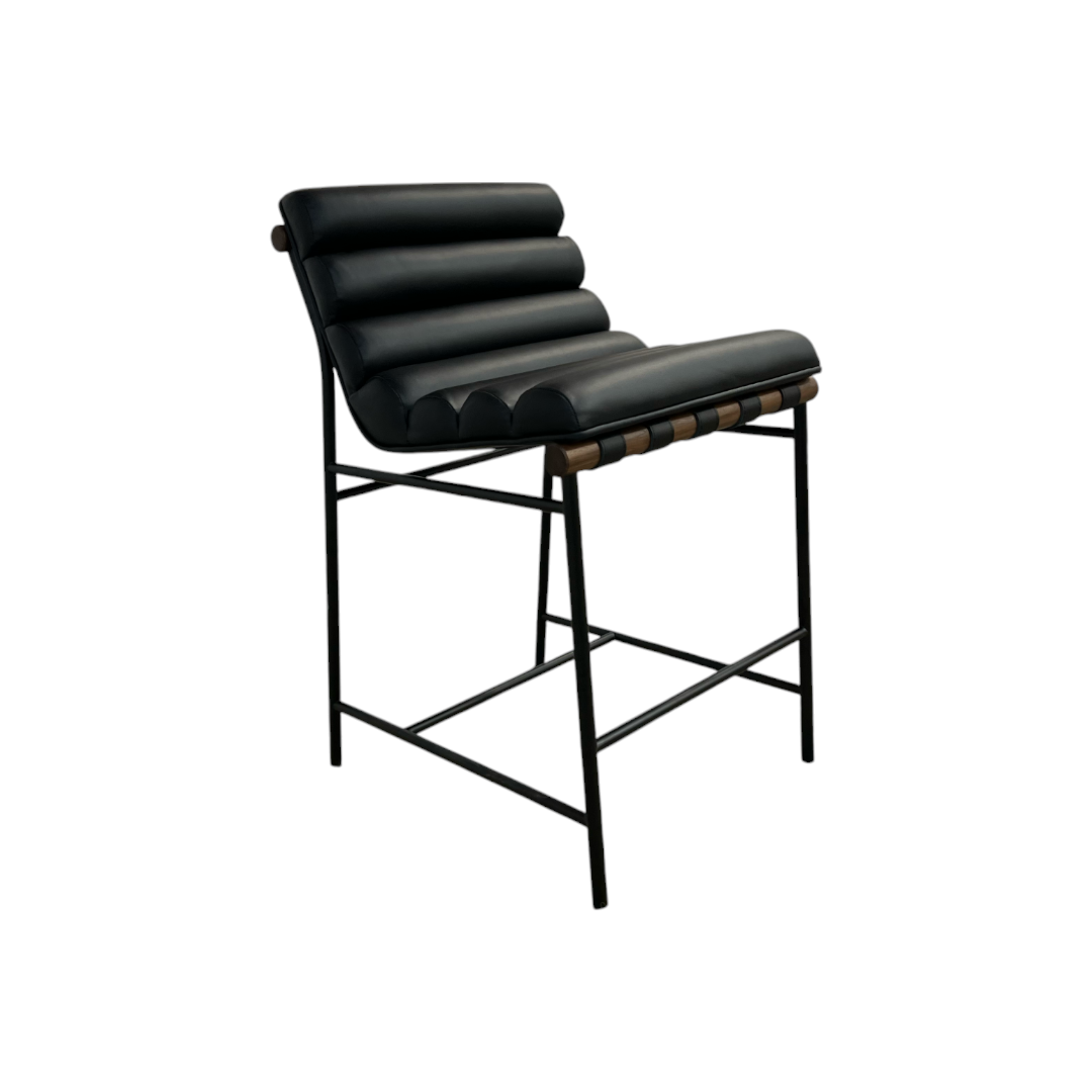 Denver Modern Vail Stool Walnut Black Leather Counter Stool (3)