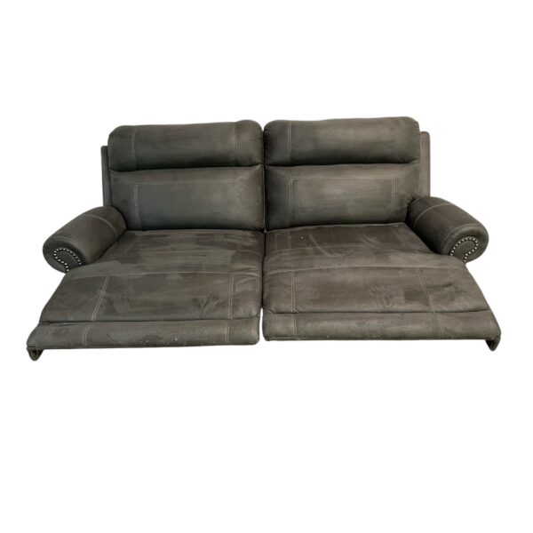 Gray Leather Recliner Couch Set - Image 10