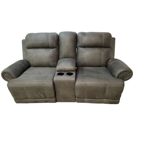 Gray Leather Recliner Couch Set - Image 3