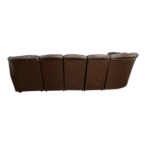 Large Brown Leather Recliner Sectional Couch and Chair - Image 10
