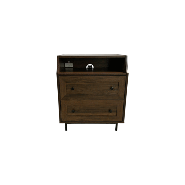 Havenly Lisa 22" Curved Open Top 2 Drawer Nightstand with USB - Dark Walnut