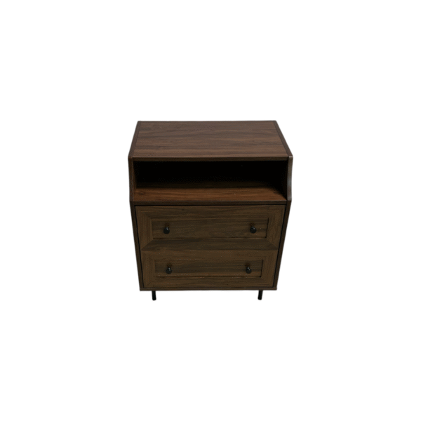 Havenly Lisa 22" Curved Open Top 2 Drawer Nightstand with USB - Dark Walnut - Image 2