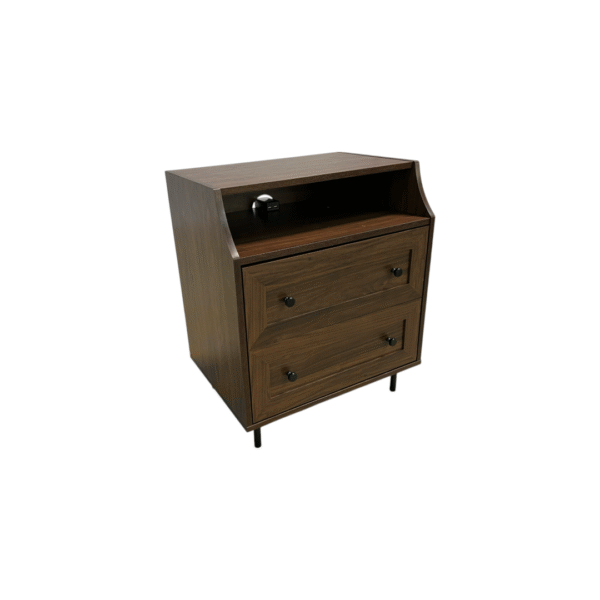Havenly Lisa 22" Curved Open Top 2 Drawer Nightstand with USB - Dark Walnut - Image 4