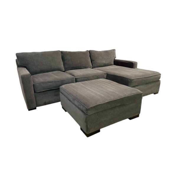 Macys Radley Gray Sectional Couch with Storage Ottoman - Image 3