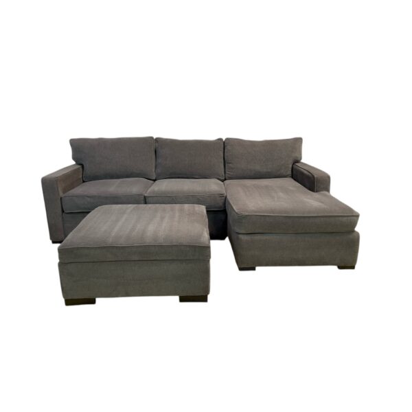 Macys Radley Gray Sectional Couch with Storage Ottoman - Image 4