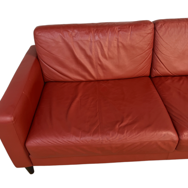Red Leather Sectional Couch with Chaise - Image 6