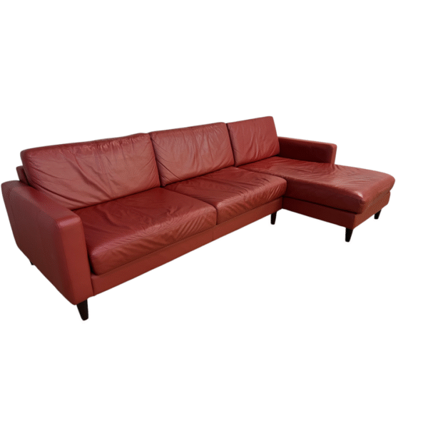 Red Leather Sectional Couch with Chaise - Image 2